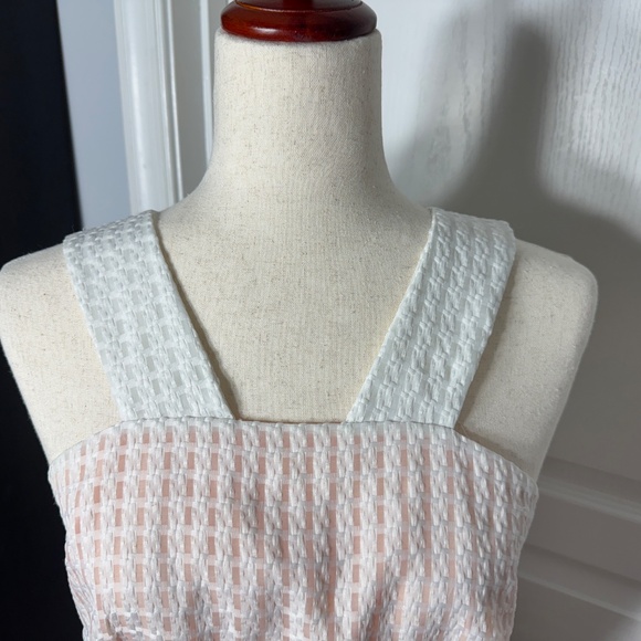 Anthopologie Maeve Zip White and Peach up the back Peplum - Sz 8 - Picture 2 of 3